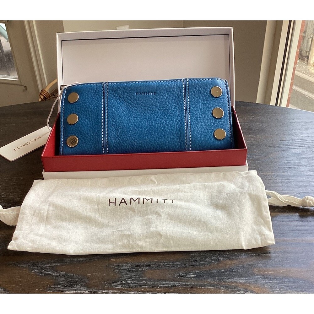 Hammitt 110 North Hydrangea Pebbled Leather Wallet with Silver Accents NWT